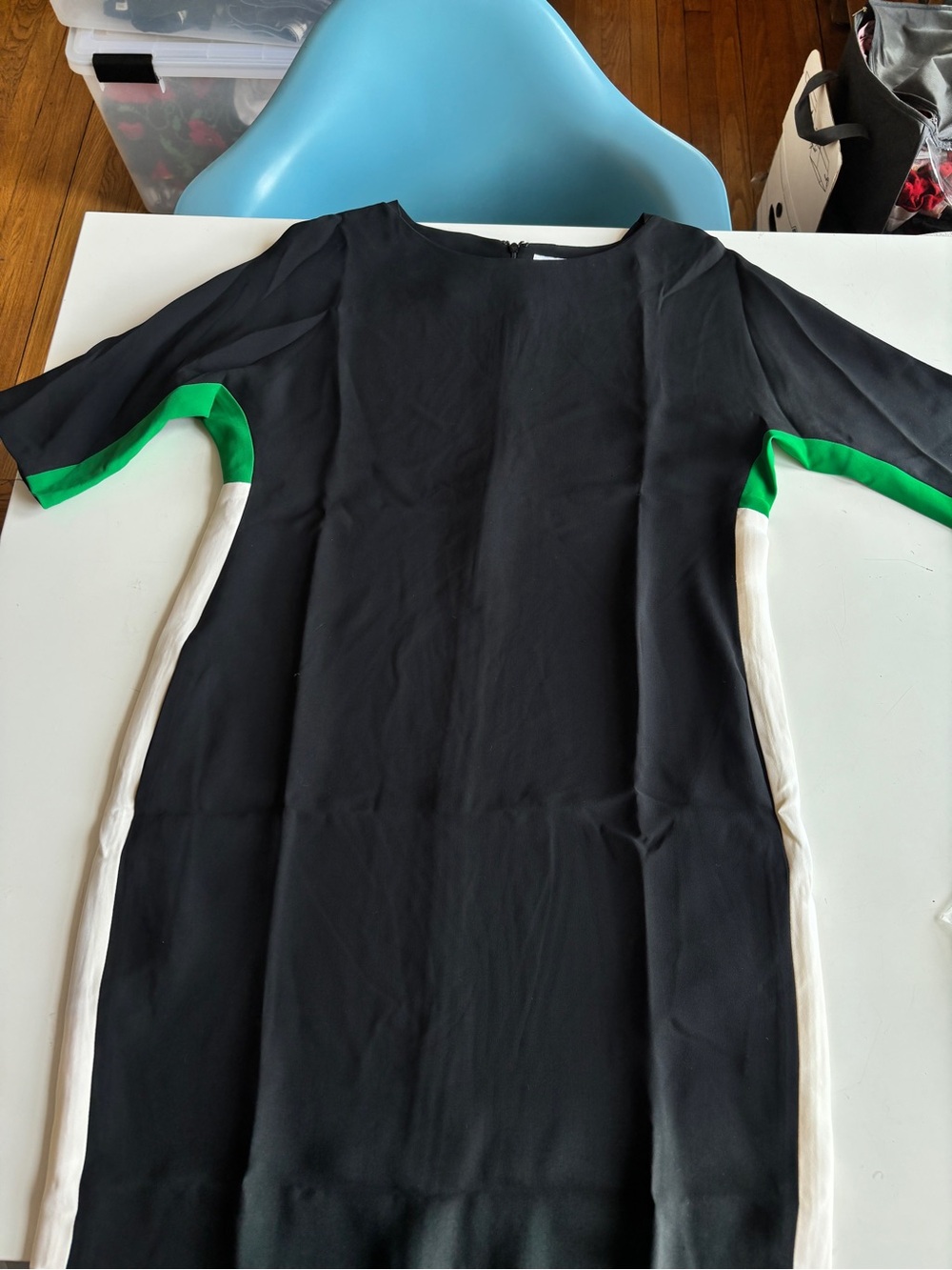 Lisa Perry Black Dress with Green and White Trim